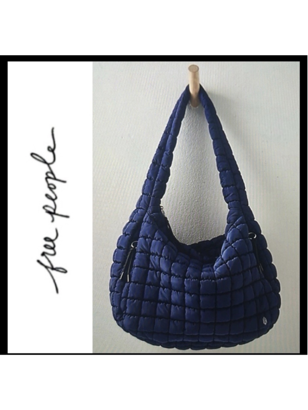 Free People FP Movement Quilted Carryall Tote BLACK